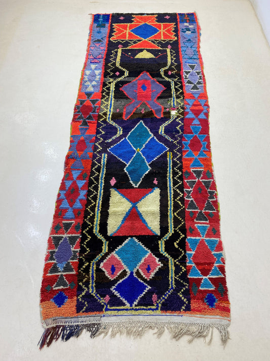 Tapis de couloir marocain 4x10 - Décoration vintage bohème chic.