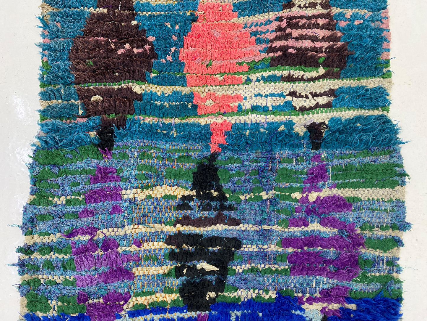 3x9 Vintage Diamond Moroccan Runner Rug, Woven Berber Rug.