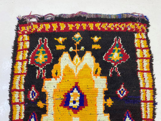 Abstract Moroccan Runner, Long Vintage 8x3 Runner Rug.