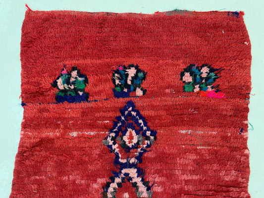 Vintage Red Moroccan 6x3 Runner Rug, Bohemian Decor Rug Runner.