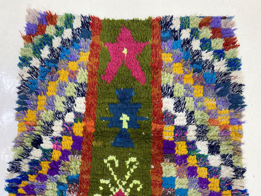 Geometric Moroccan Runner Rug, Vintage Boho 2x7 Rug Runner.