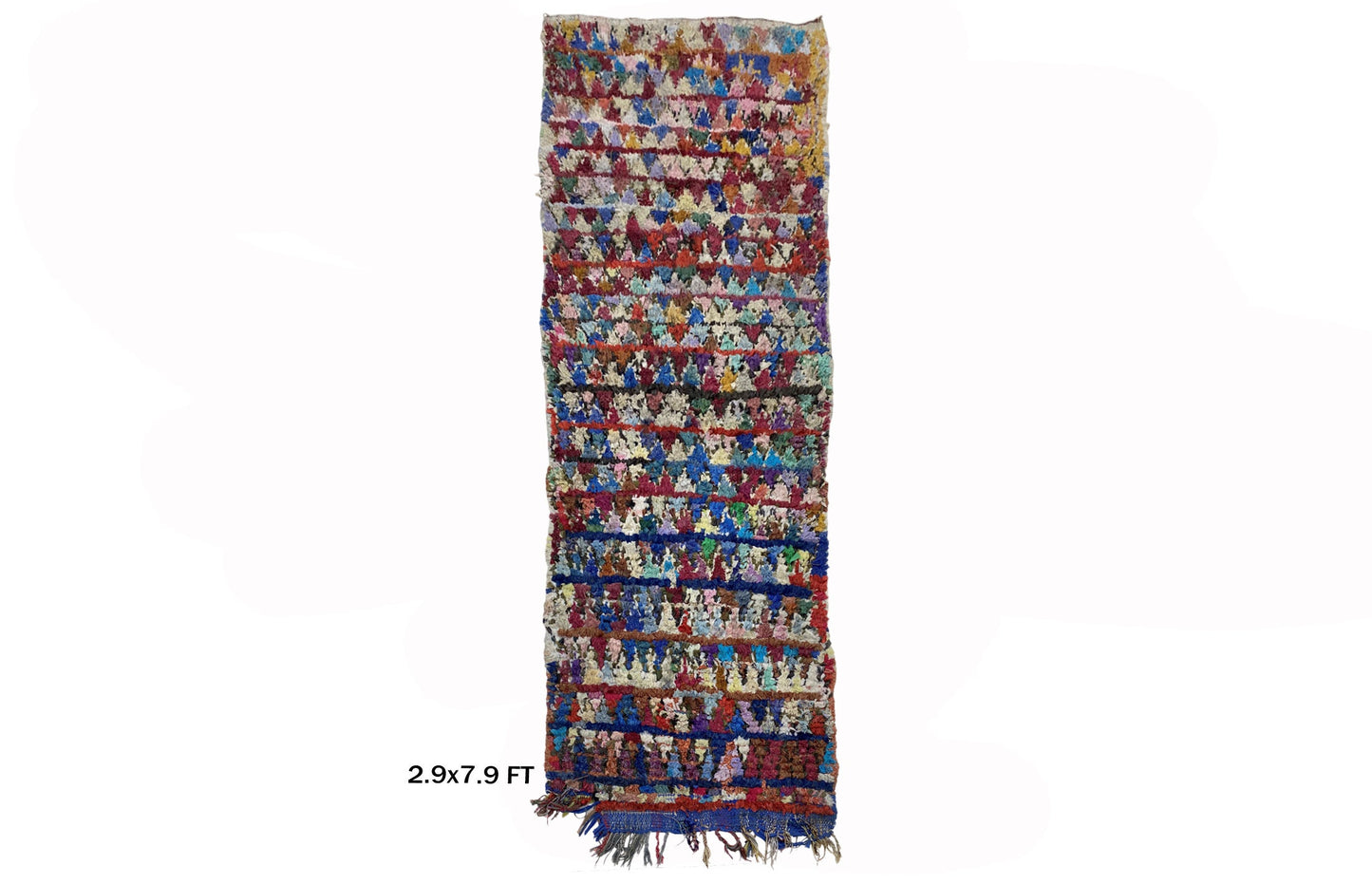 Geometric Vintage Boho Moroccan 3x8 Runner Rug, colorful Home Decor.