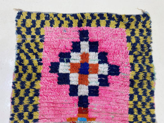 Long Diamond Moroccan Runner Rug, Woven Colorful 9x3 Rug.