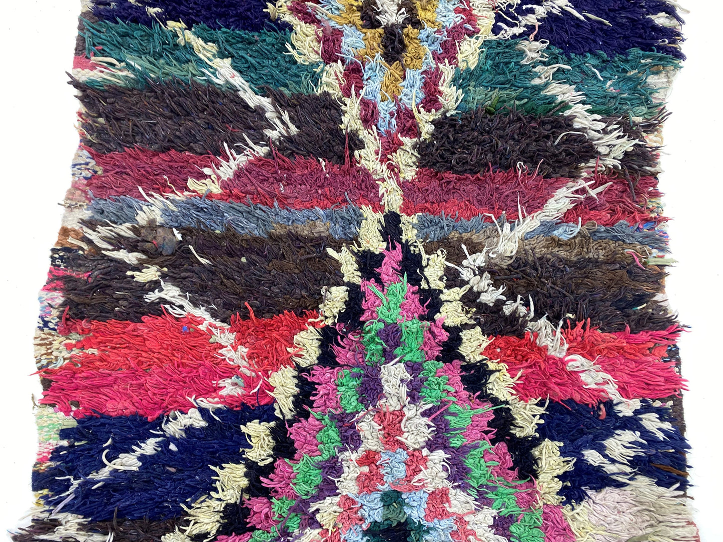 Colorful Handwoven Moroccan Wool 3x9 Runner Rug, Tribal Berber Dimond colorful rug runner.