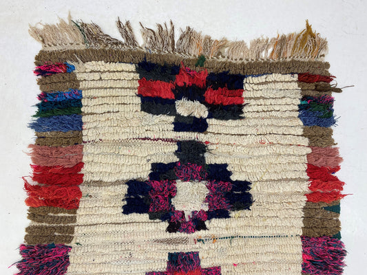 Tapis bohème coloré 3x6, tapis marocain vintage unique.