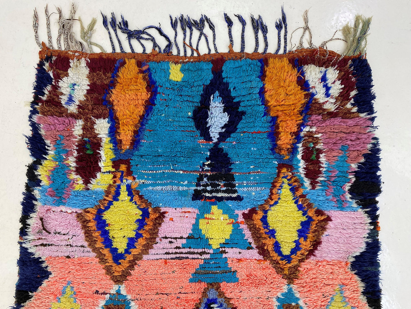 3x7 Moroccan Rug Runner, Vintage Decor Rug - Berber Diamond Rug.
