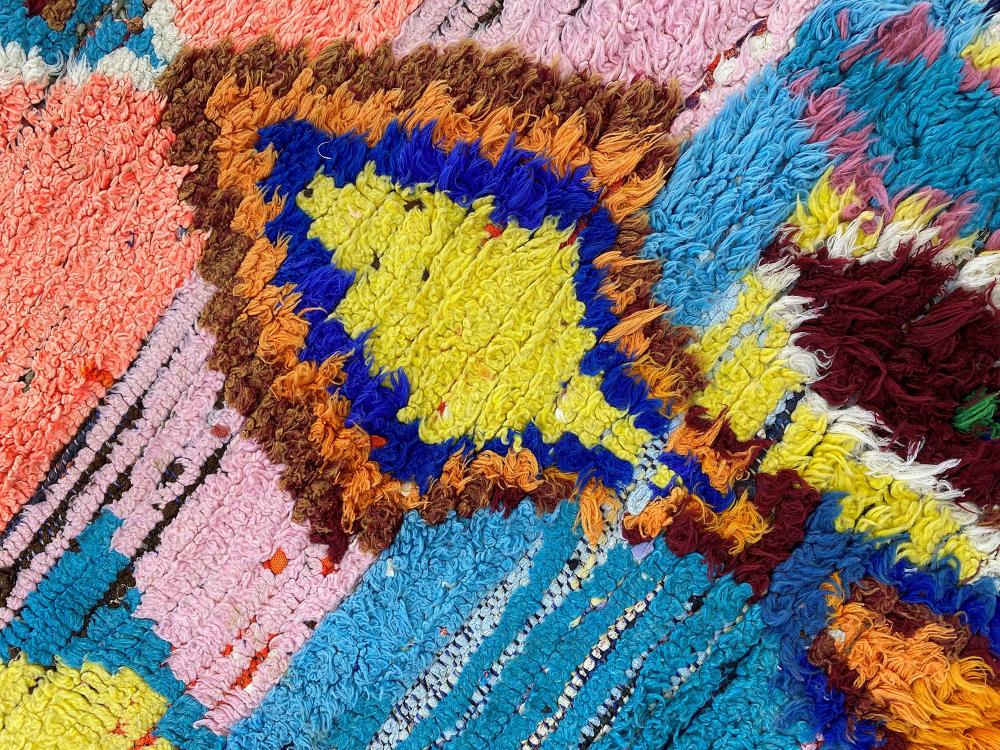 3x7 Moroccan Rug Runner, Vintage Decor Rug - Berber Diamond Rug.