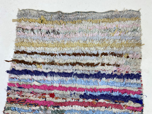 Boucherouite Moroccan Rug Runner, Entryway vintage 3x7 Runner Rug.