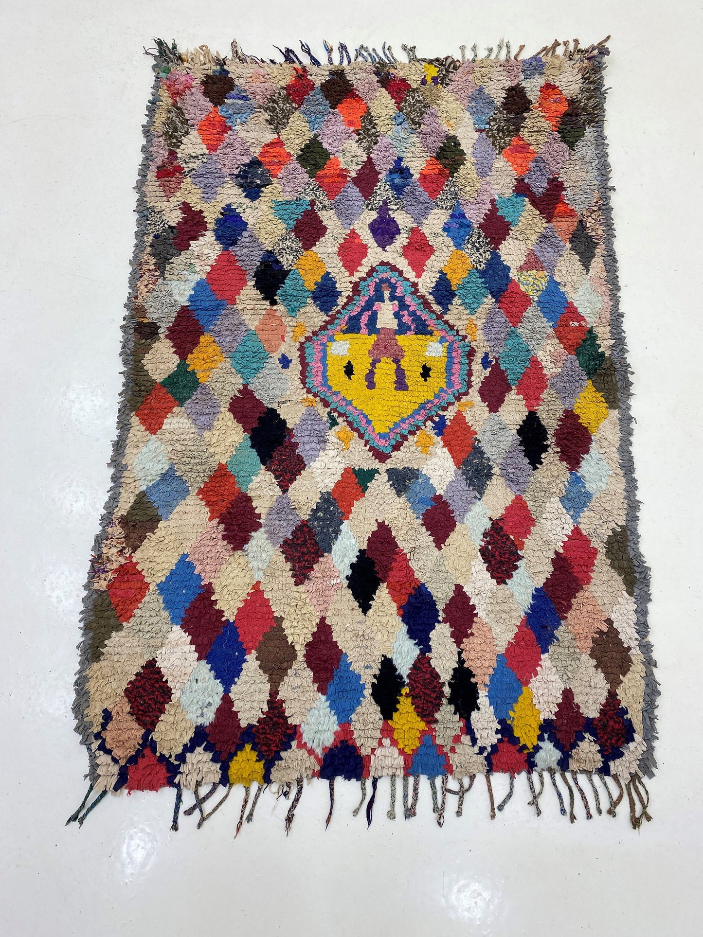 Small Moroccan Rug, 5x3 Diamond Vintage Area Rug.