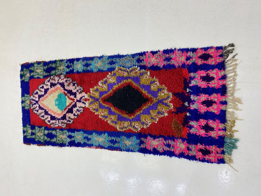 Tapis de couloir marocain 3x6, tapis de couloir vintage coloré.