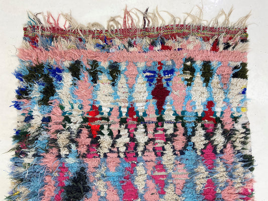 3x7 Unique Vintage Moroccan Runner Rug, Boho Home Decor.