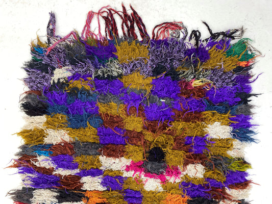 Long Colorful vintage berber 3x8 runner rug.