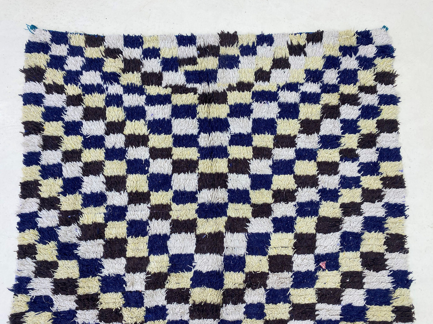 4x7 Moroccan Checkered Area Rug, Berber Unique Design.