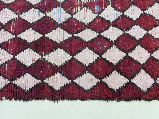 6x7 Moroccan Vintage Area Rug, Boho Diamond Decor.