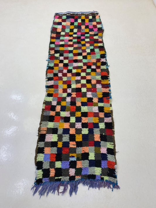 3x8 Vintage Used Moroccan Runner Rug, Berber Boho Home Decor.