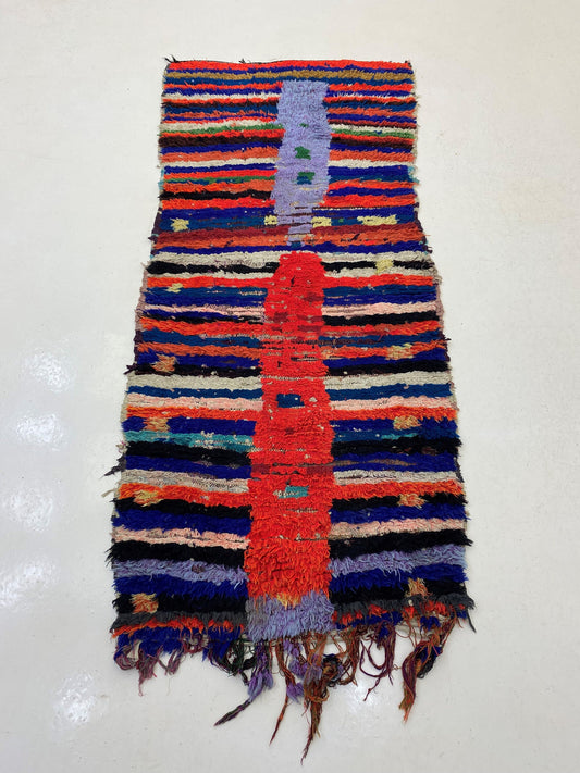 3x7 Unique Vintage Moroccan Runner Rug, Vibrant and Stylish Runner.