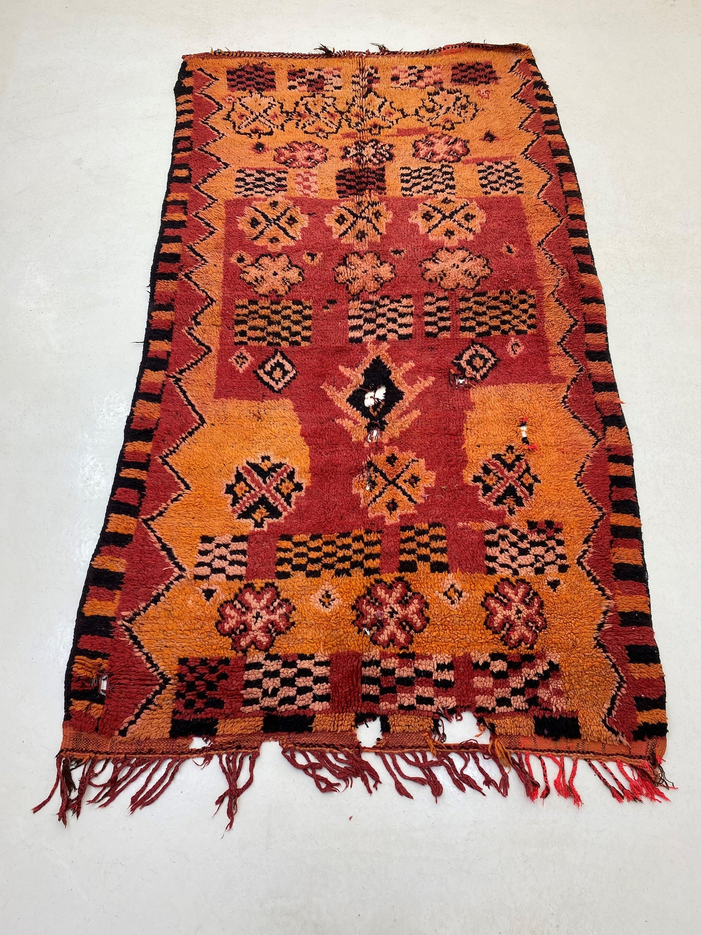 5x9 Vintage Wool Moroccan Rug, Authentic Boho Area Rug.