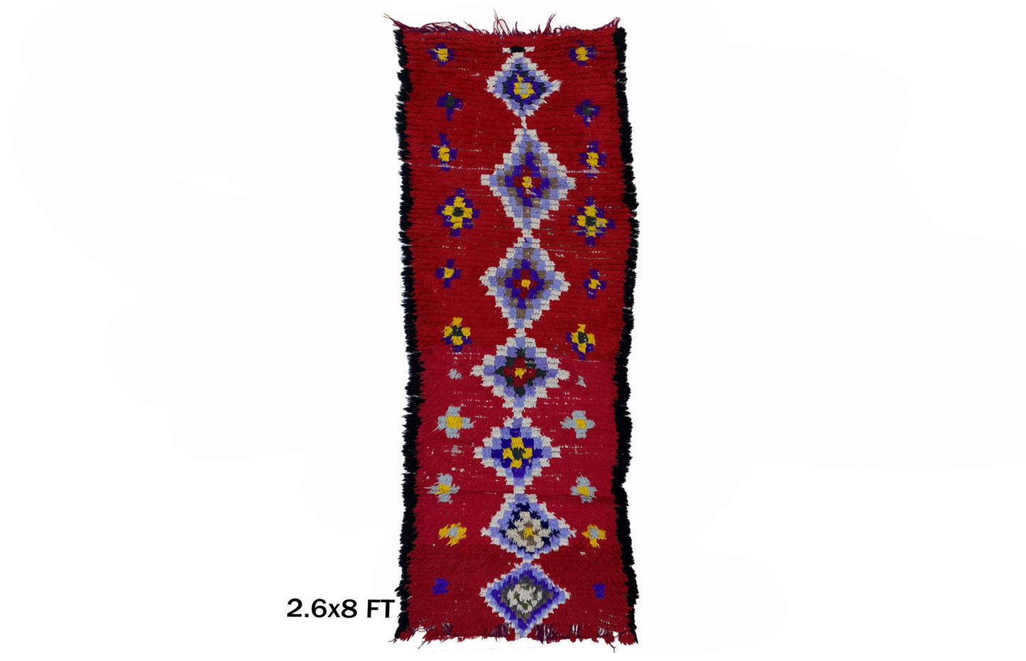 3x8 Moroccan old diamond berber runner rug.