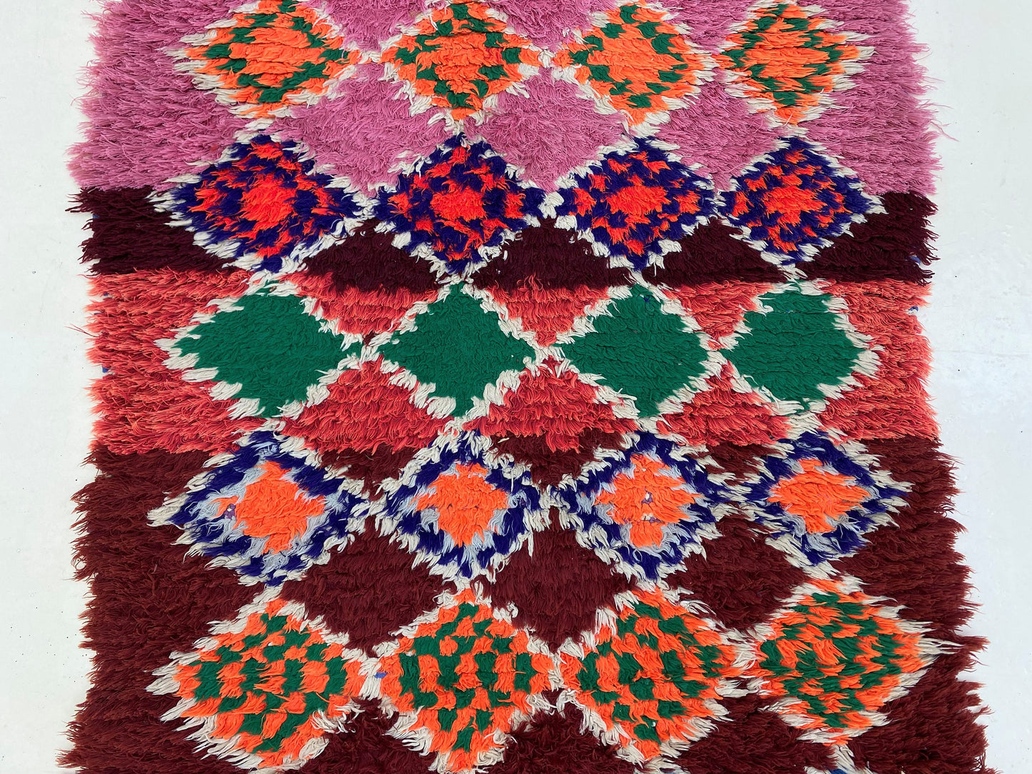Moroccan berber shag narrow 2x9 runner rug.