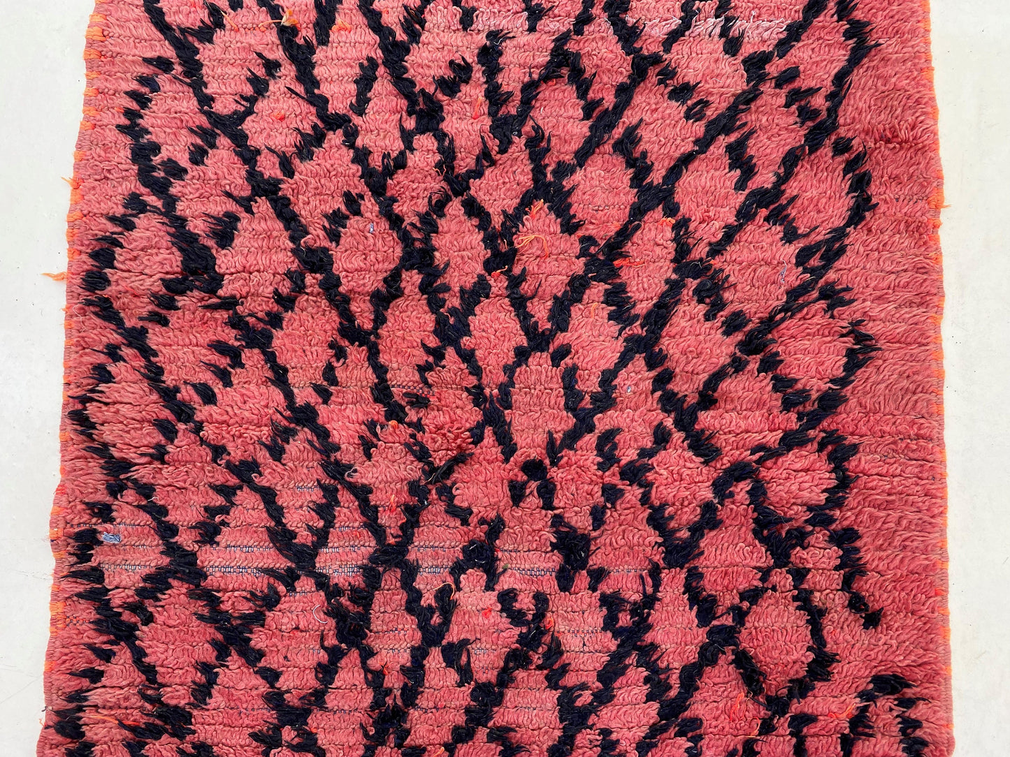 Extra Long vintage red diamond runner rug.