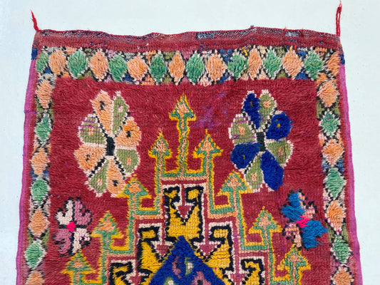 Small Moroccan vintage square 3x4 rug.