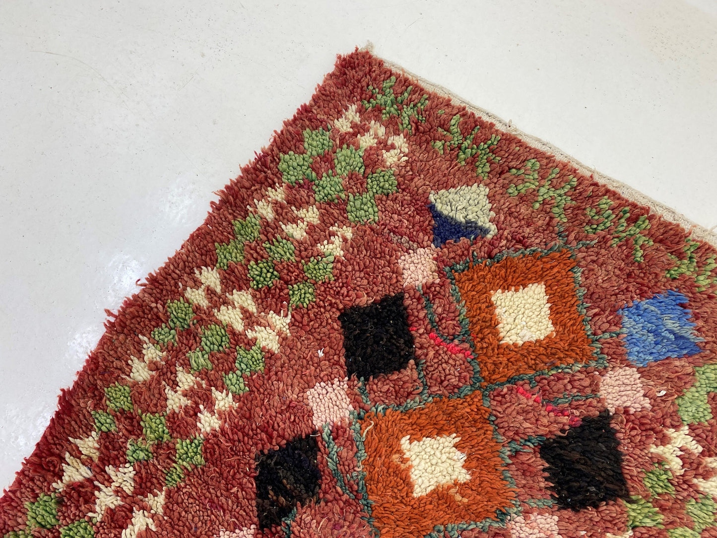 3x7.5 Vintage Berber Runner Rug, Colorful Moroccan Runner.