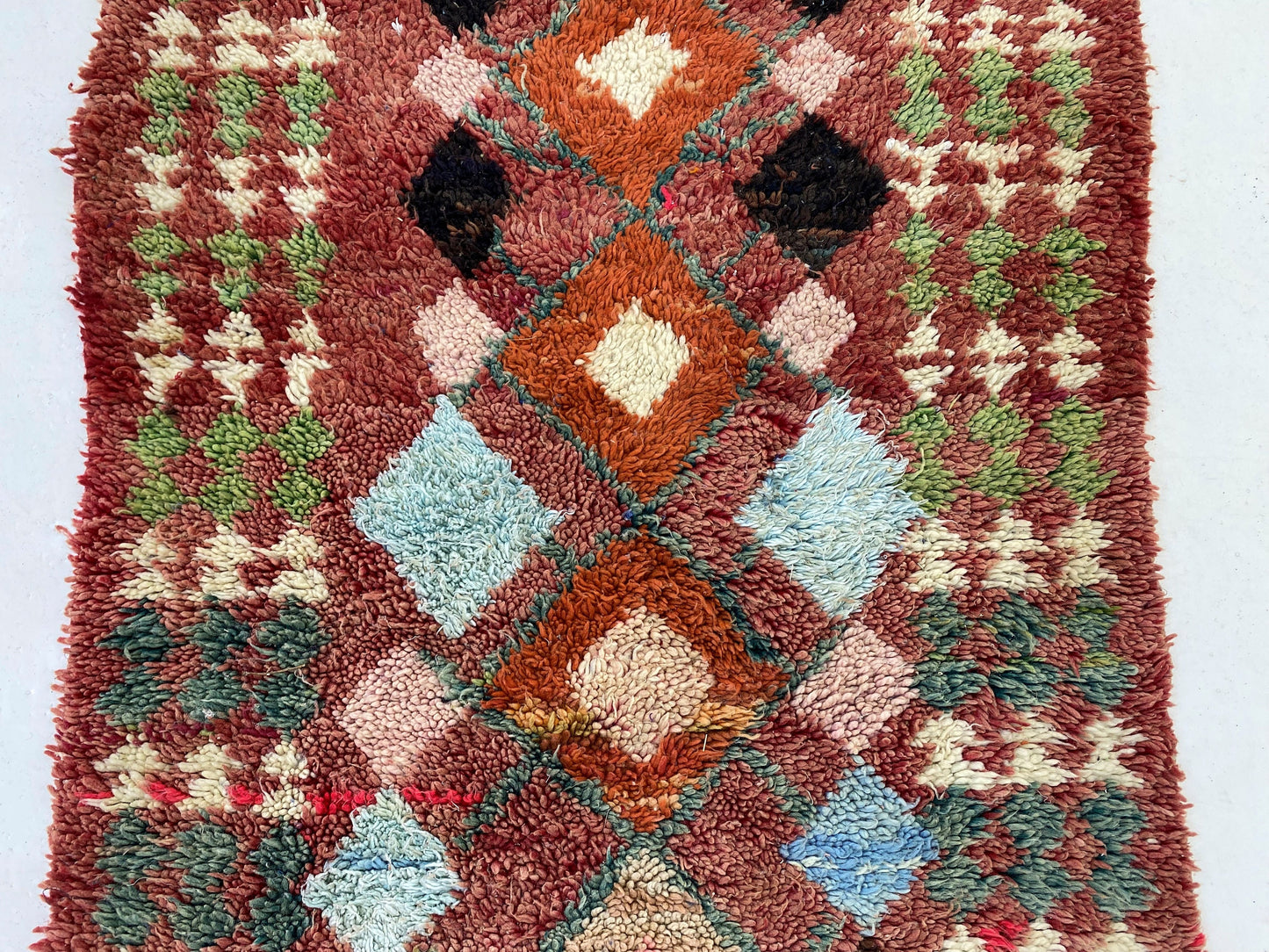3x7.5 Vintage Berber Runner Rug, Colorful Moroccan Runner.