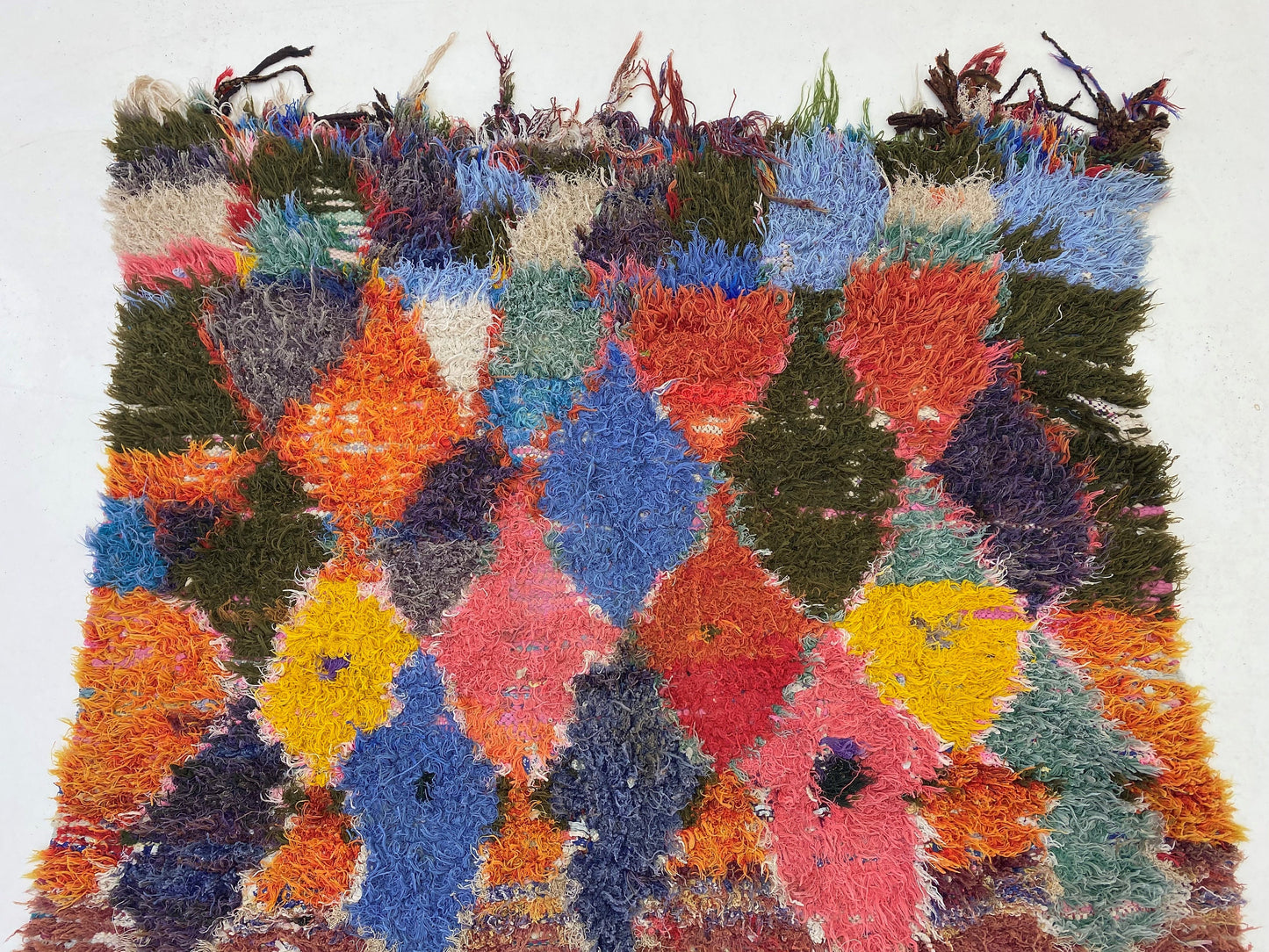 Diamond Moroccan Area Rug 4x8, Vintage decor.
