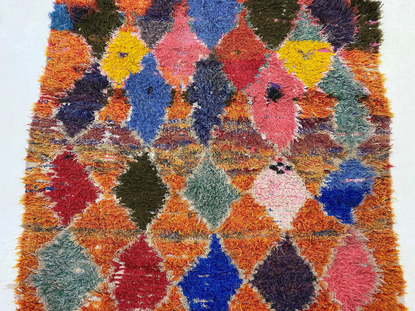 Diamond Moroccan Area Rug 4x8, Vintage decor.