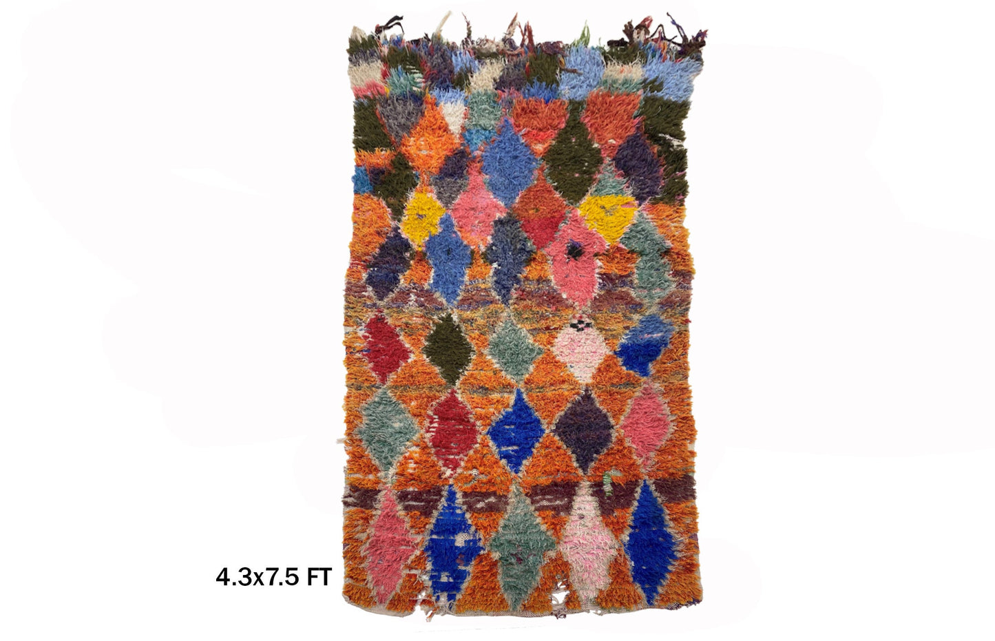 Diamond Moroccan Area Rug 4x8, Vintage decor.