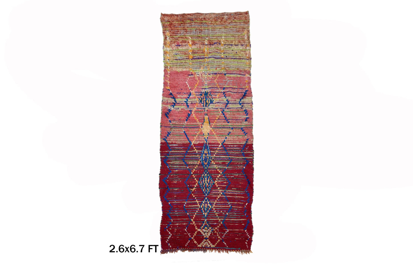 Narrow Moroccan Runner Rug 2x11 ft, Traditional Diamond Wool Runner, Long Narrow Hallway Decor.