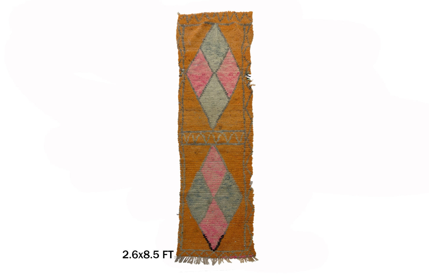 3x9 Vintage Moroccan Runner Rug, Bohemian Home Decor.