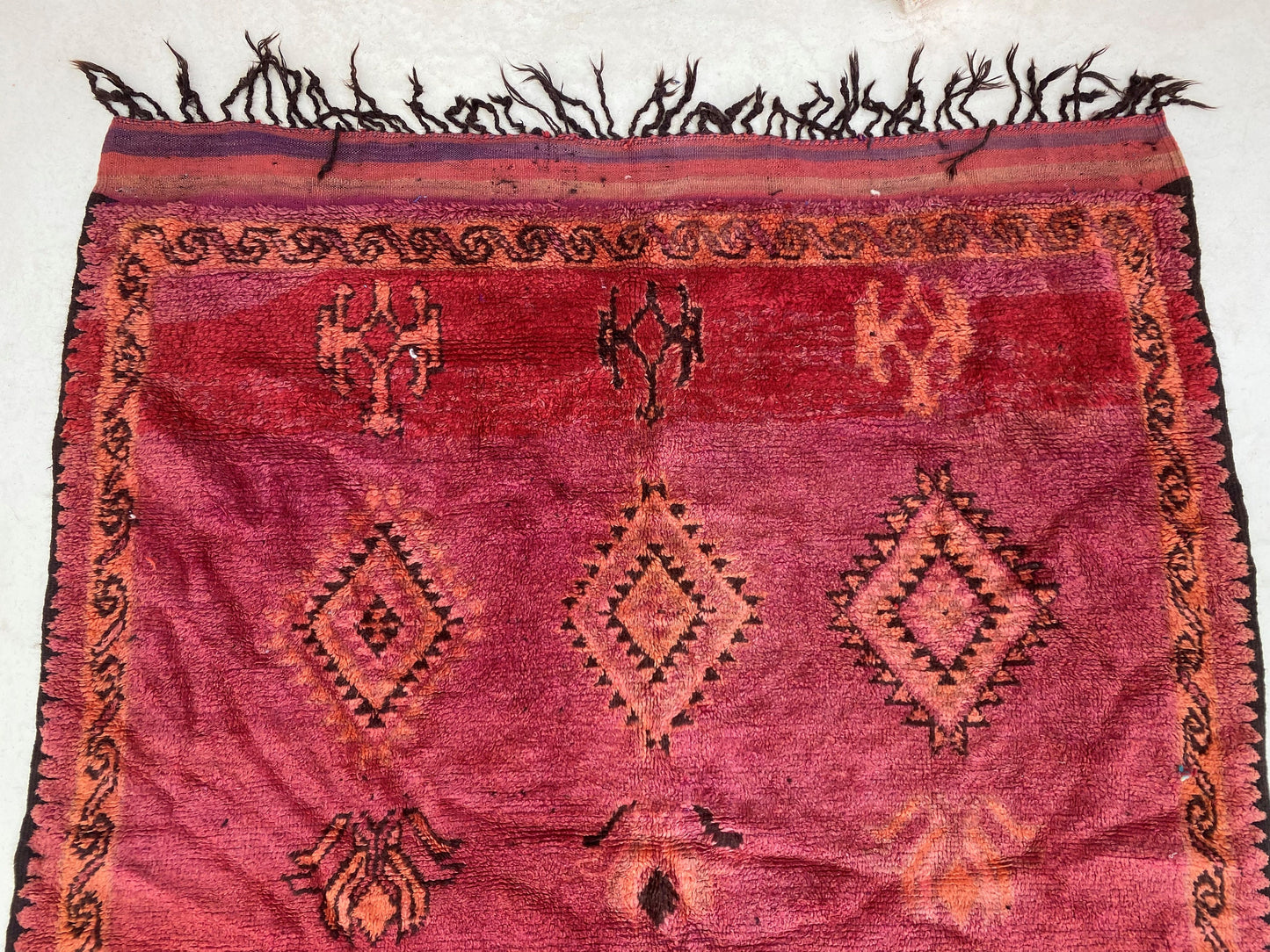 6x13 Moroccan Runner Rug, Used Vintage Textile.