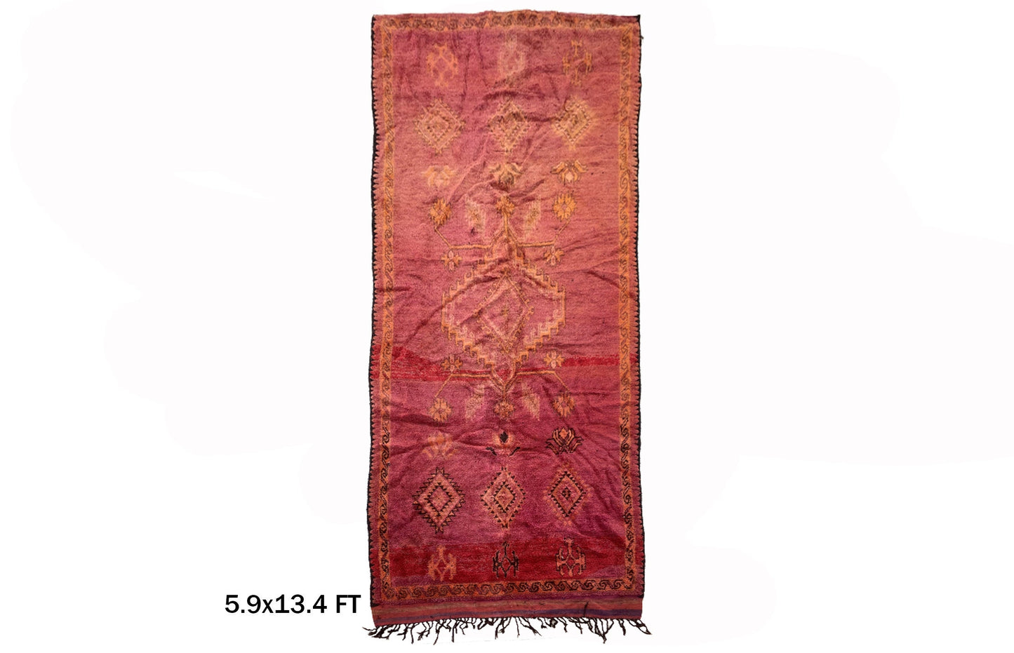 6x13 Moroccan Runner Rug, Used Vintage Textile.