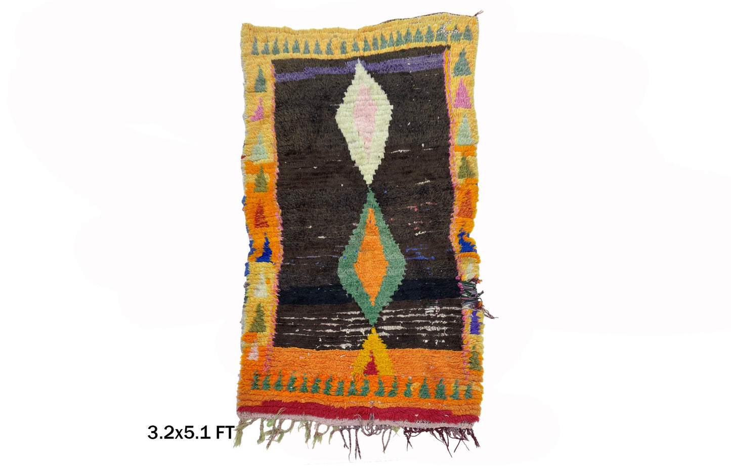 Small Vintage Moroccan Area Rug 3x5, Eclectic Home Decor.