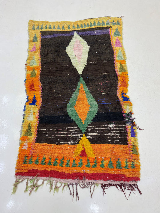 Small Vintage Moroccan Area Rug 3x5, Eclectic Home Decor.