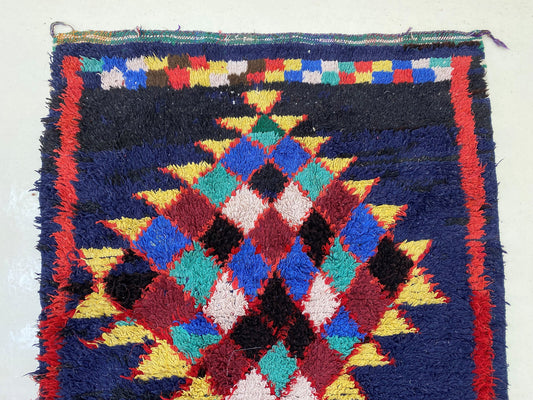 Vibrant Moroccan Runner, Vintage Wool 3x11 Runner, Narrow Colorful Runner.