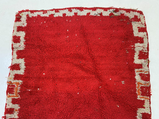 Hallway Vintage Red Runner, Moroccan Rug Runner, Unique Berber Wool 3x7 Rug.
