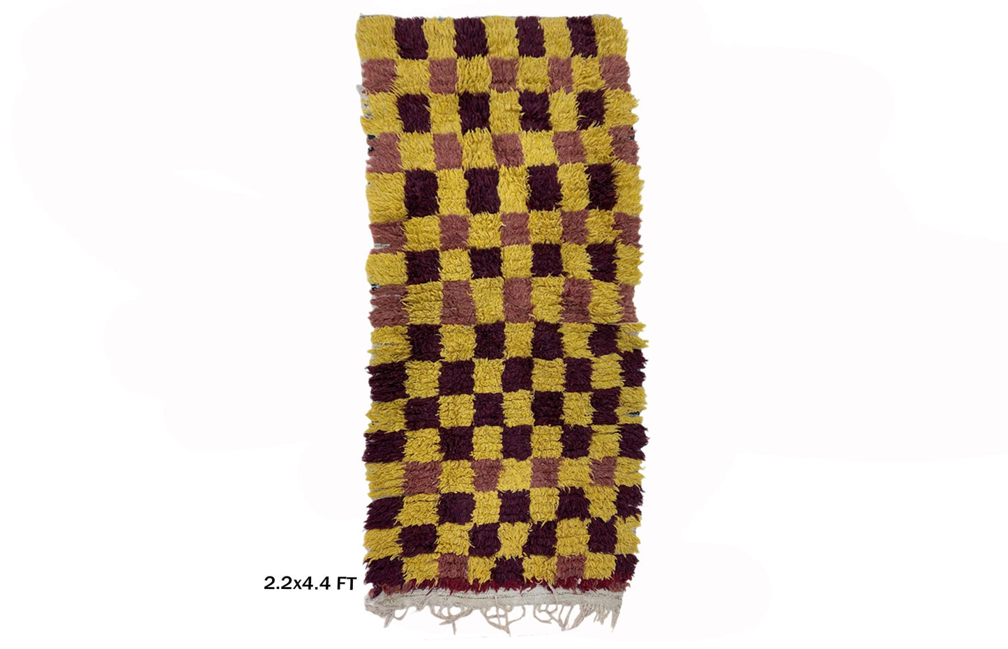 Small Bathroom 2x4 Runner, Checkered Moroccan Rug Runner.