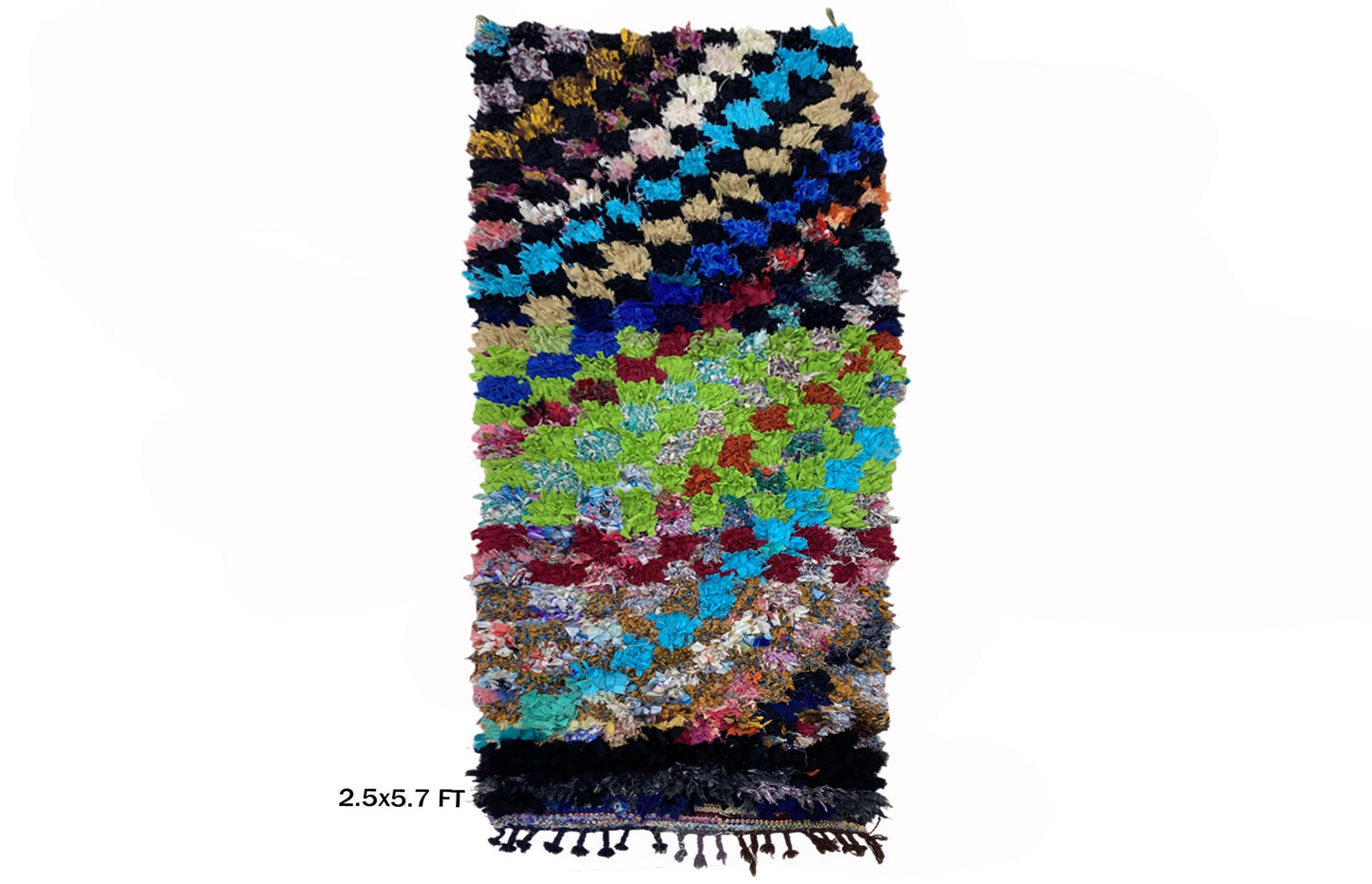 2.5x6 Vintage Checkered Runner Rug, Berber Colorful Moroccan Runner.