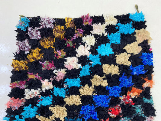 Tapis de couloir à carreaux vintage 2,5 x 6, tapis de couloir berbère coloré marocain.