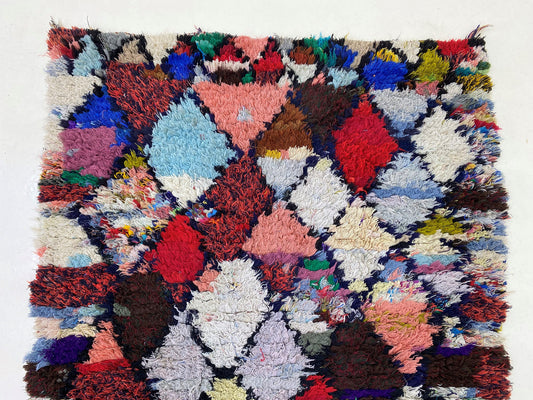 Diamond 3x7 Moroccan Runner, Vintage Colorful Runner.