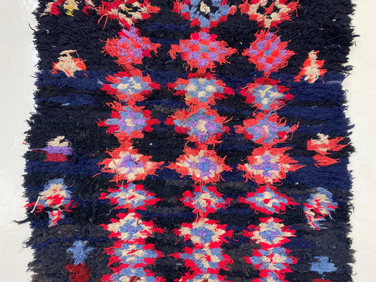 3x9 Moroccan Rug, Diamond Vintage Runner Rug.