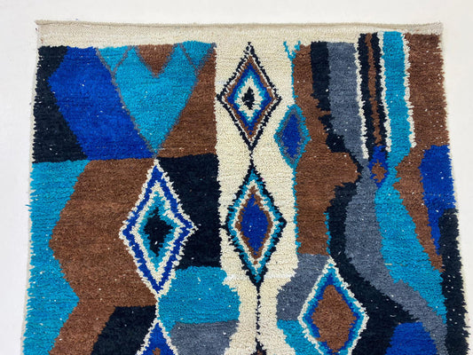 One of a Kind Hand Knotted Moroccan Berber Rug, Custom Colorful Area Rug.