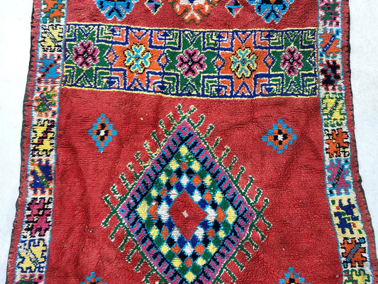 6x11 Wool Moroccan Area Rug, Vintage Decorative Style.