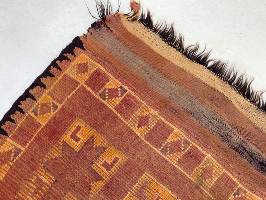 5x11 Unique Moroccan Wool Area Rug, Vintage Design.