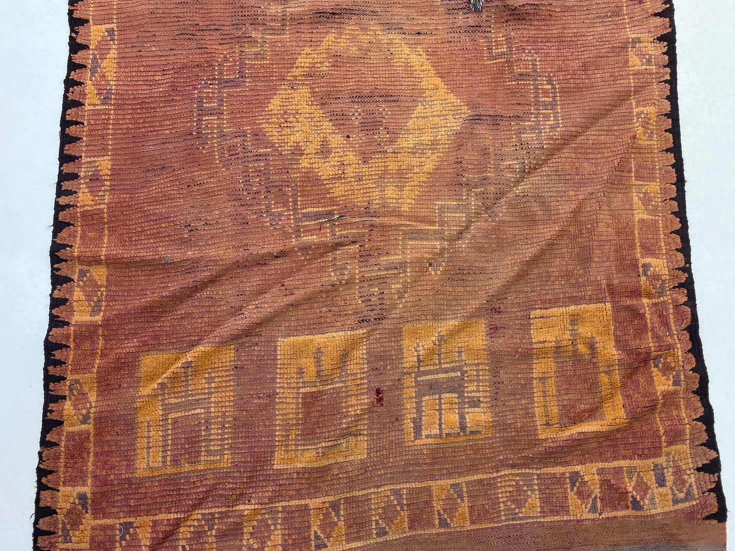 5x11 Unique Moroccan Wool Area Rug, Vintage Design.