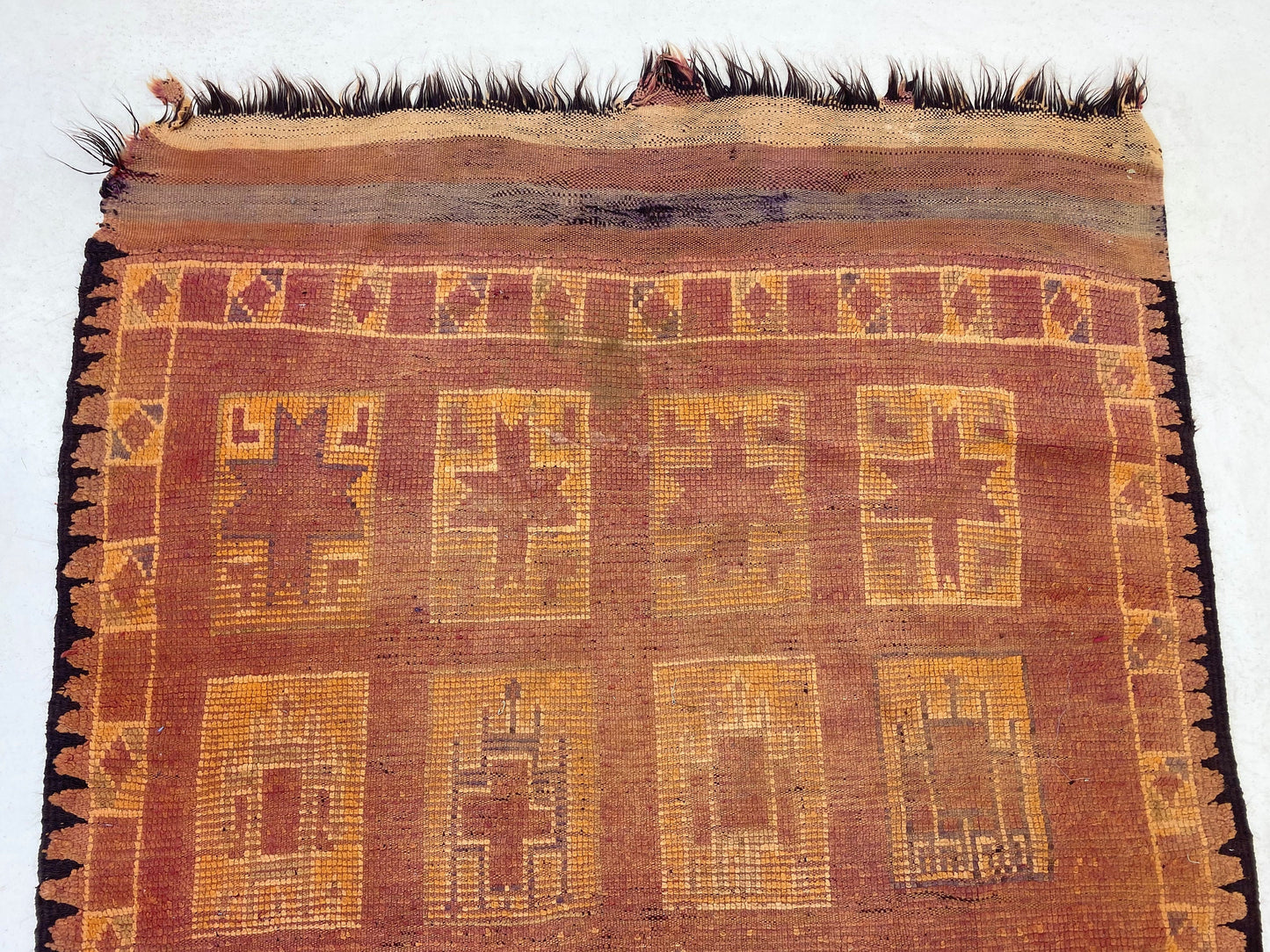 5x11 Unique Moroccan Wool Area Rug, Vintage Design.
