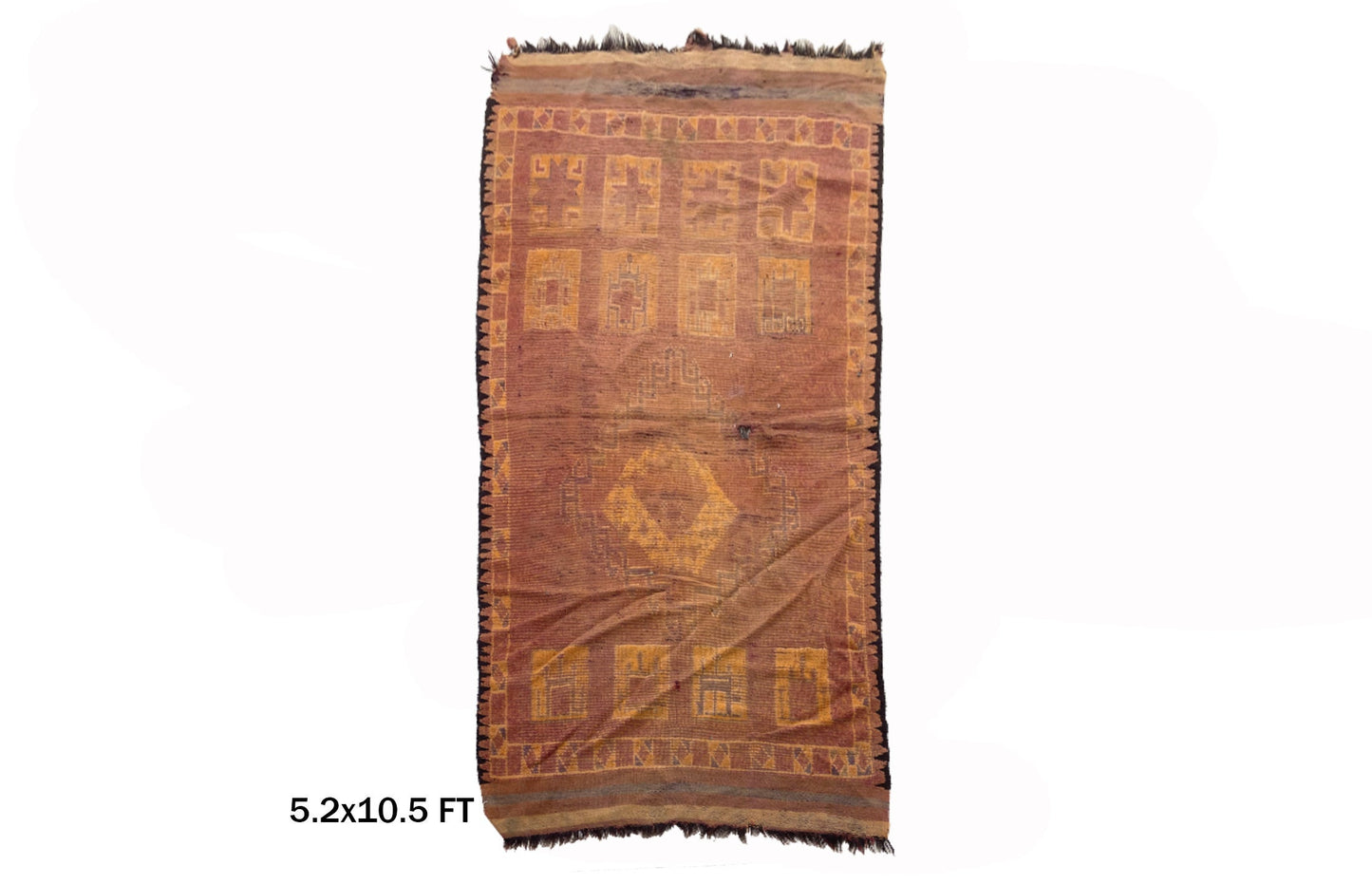 5x11 Unique Moroccan Wool Area Rug, Vintage Design.