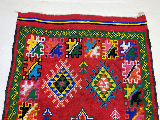 6x12 Wool Moroccan Area Rug, Vintage Colorful Design.